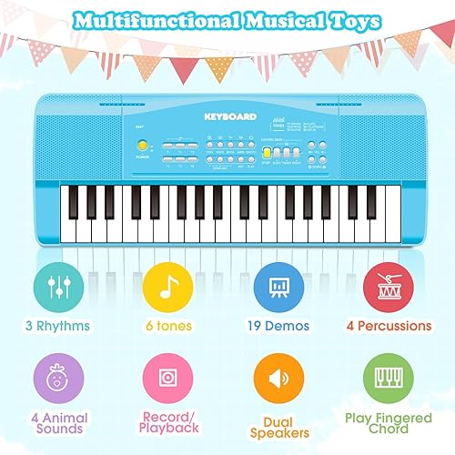 Miniatura 3 de Teclado de piano de juguete para niños, juguetes de piano mejorados para niñas de 3, 4, 5, 6, 7, 8 años, piano para principiantes, piano eléctrico