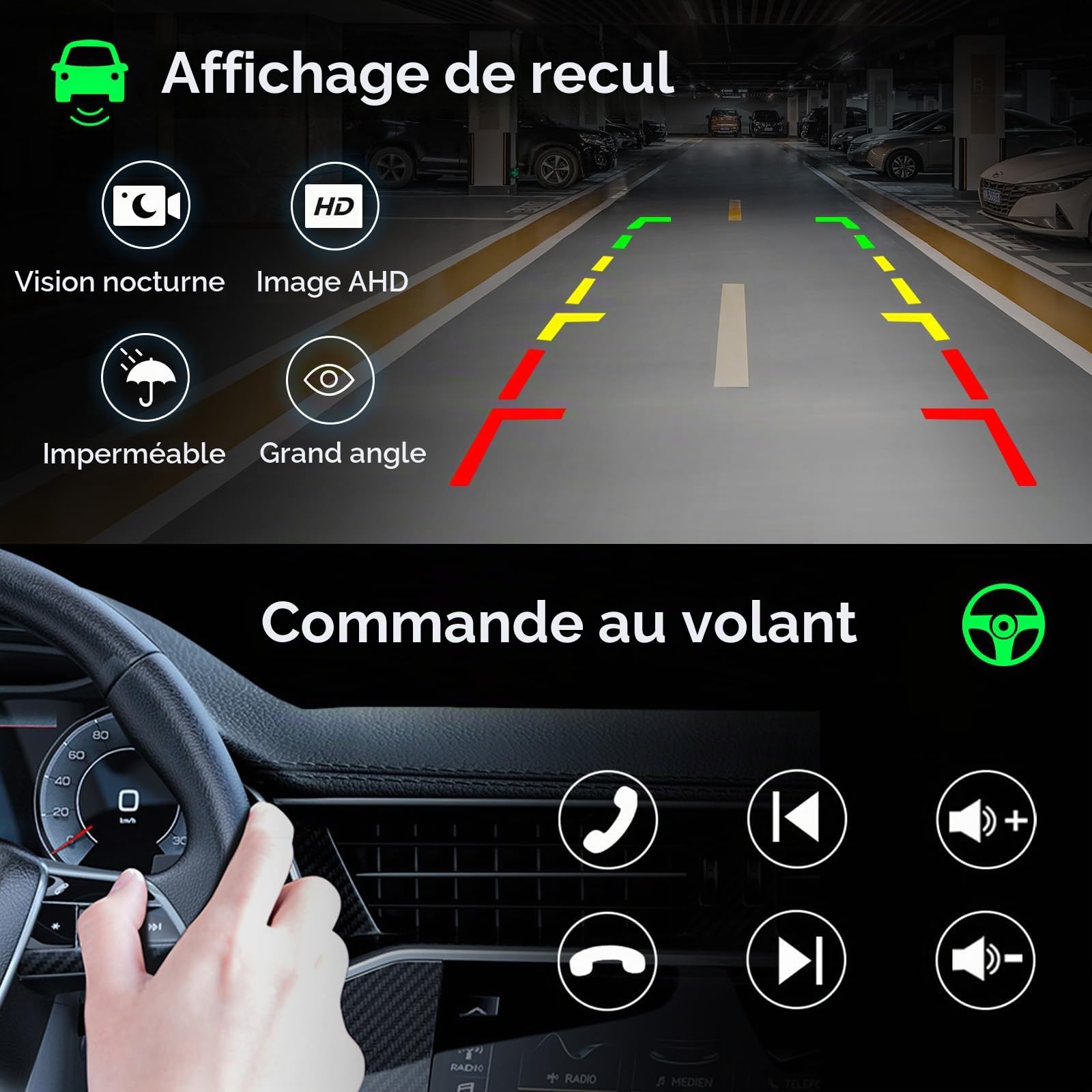 2G+64G Autoradio pour VW Passat Golf MK5 Transport Jetta Polo Touran Seat Sharan Skoda avec sans Fil Carplay, Hodozzy Ecran Tactile 7 Pouces Android Auto avec GPS WiFi Bluetooth FM/RDS/EQ/SWC+Caméra
