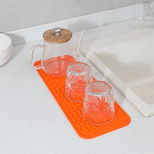 Miniatura 1019 de Tapete de silicona para secado de platos para múltiples usos, fácil de limpiar, ecológico, resistente al calor, tapete de silicona para encimera