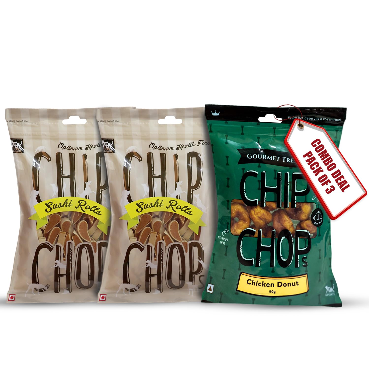 Chip Chops Combo of 1 Chicken Donuts Gourmet Dog Treats and 2 Pack of Chip Chops Sushi Rolls Dog Treats with High Protein for All Dog Breeds and Life Stages (B0C85JHZ1V) Amazon Price History, Amazon Price Tracker
