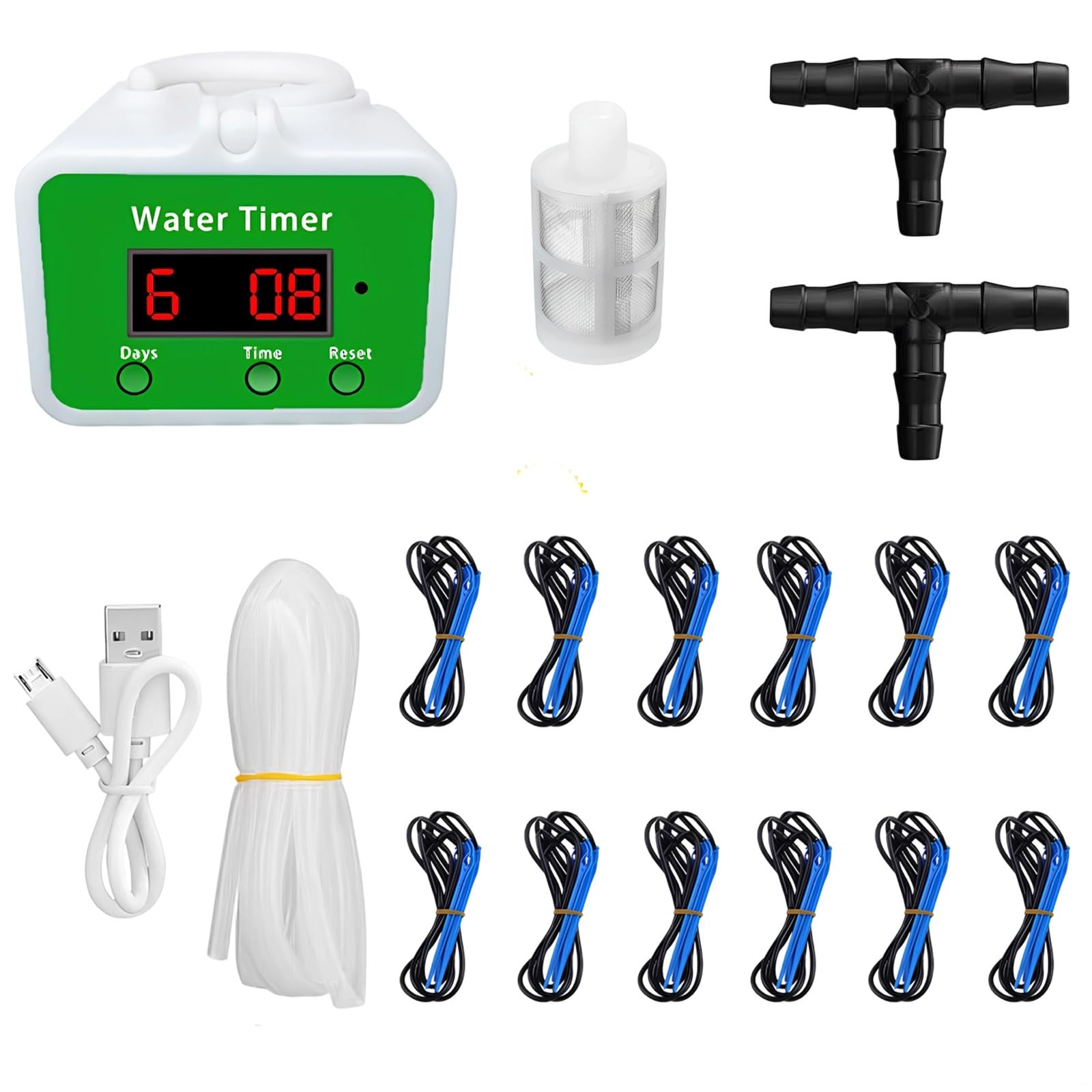 Système d'irrigation goutte à goutte automatique, auto-arrosage intelligent des plantes, 12 flèches, tube d'arrosage de 2,5 m, arrose jusqu'à 12 pots, chargement USB pour plantes d'intérieur