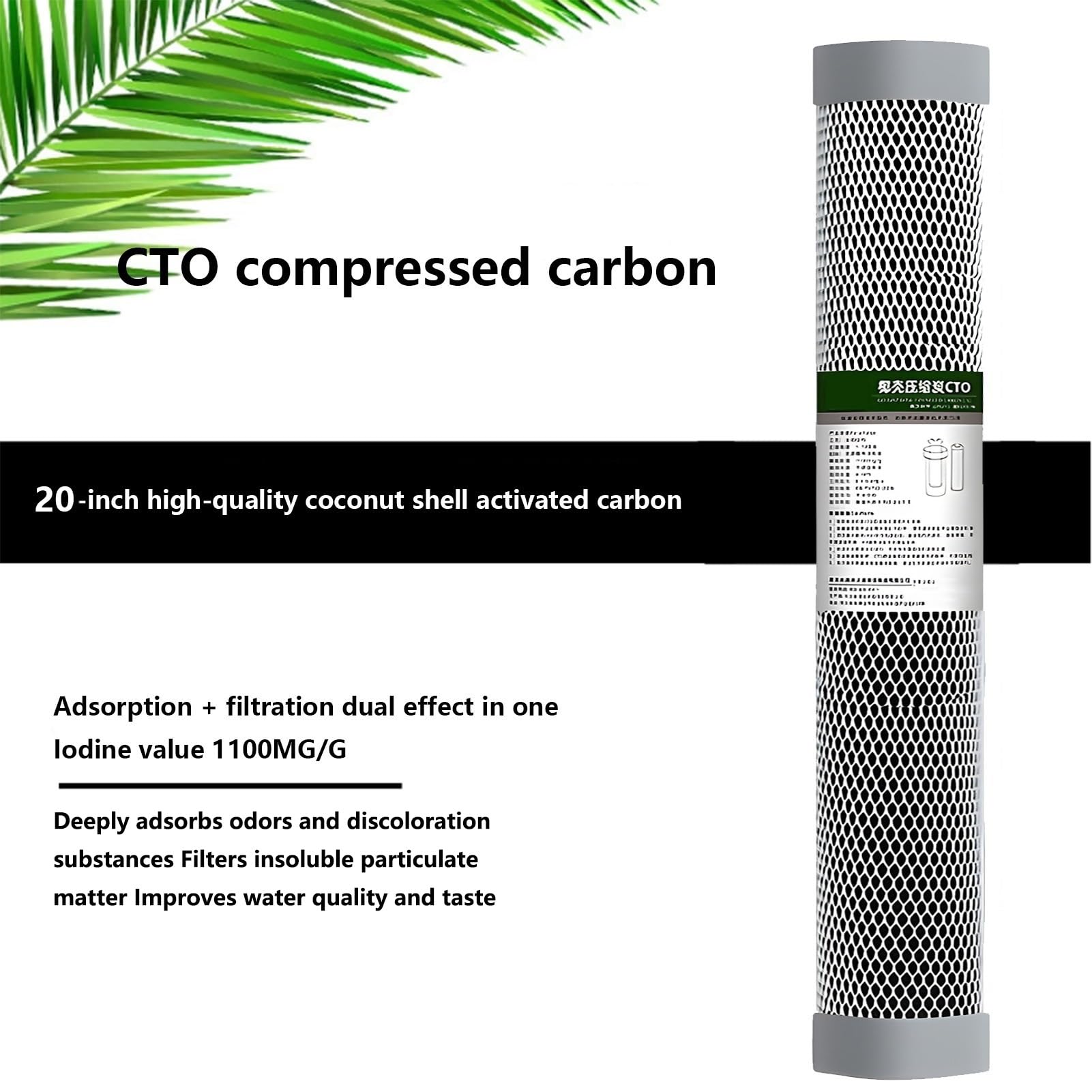 4 szt. filtrów do wody CTO Carbon Block, 2,8" x 20" Zastępuje skompresowany węgiel aktywny, do systemów odwróconej osmozy pod zlewem