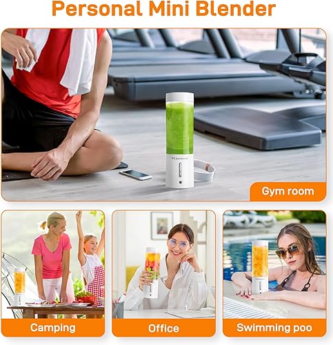 Miniatura 6 de Licuadora portátil para batidos y batidos, mini licuadora personal ultraafilada de 20000 rpm con 6 cuchillas, 16 onzas, sin BPA, 4000 mAh, botellas