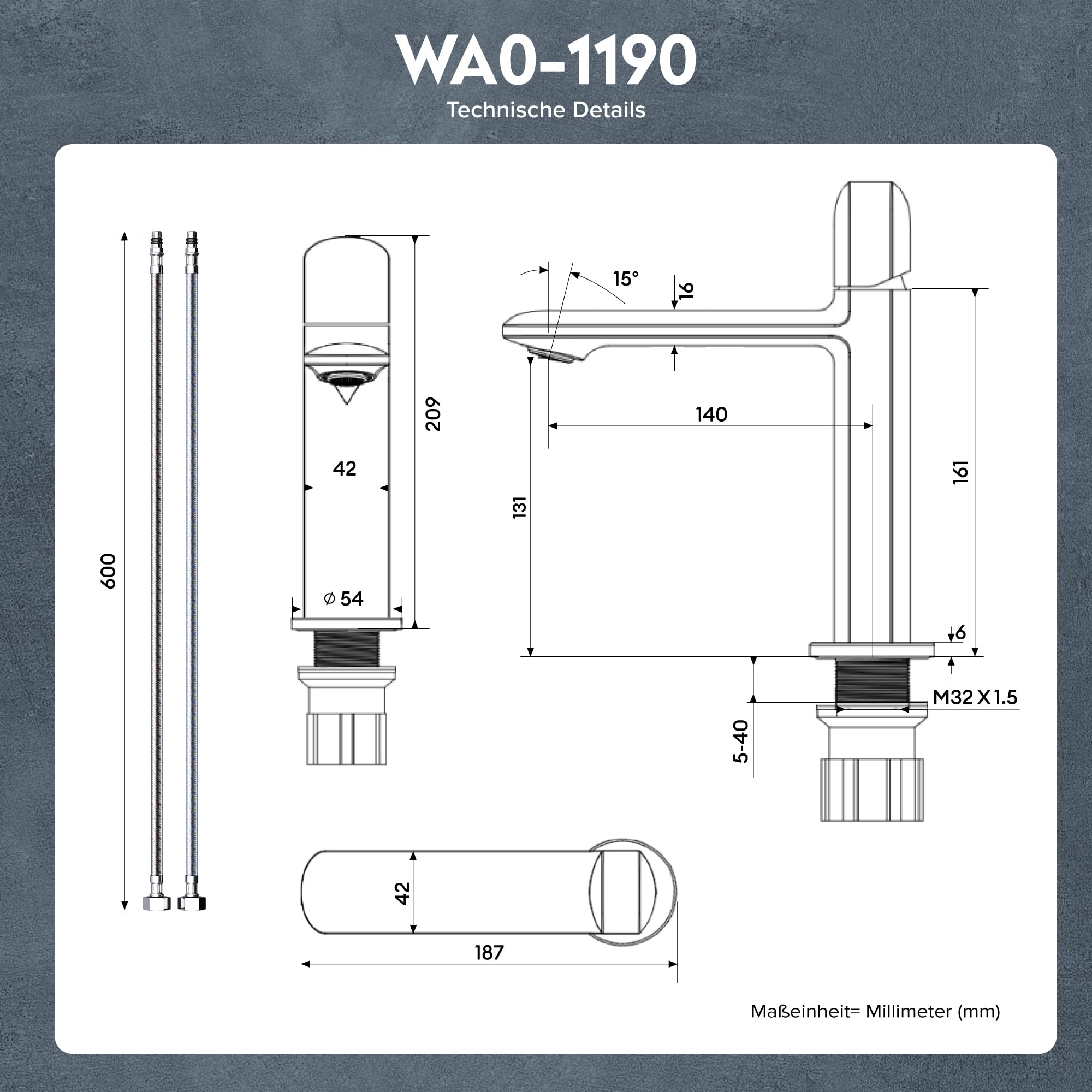 doporro Grifo para Lavabo H59 Cuerpo de Cobre, Válvula Cerámica, Aireador Desmontable, Flujo Suave Antisalpicaduras, Acabado Cromado Duradero y Elegant, WAO-1190