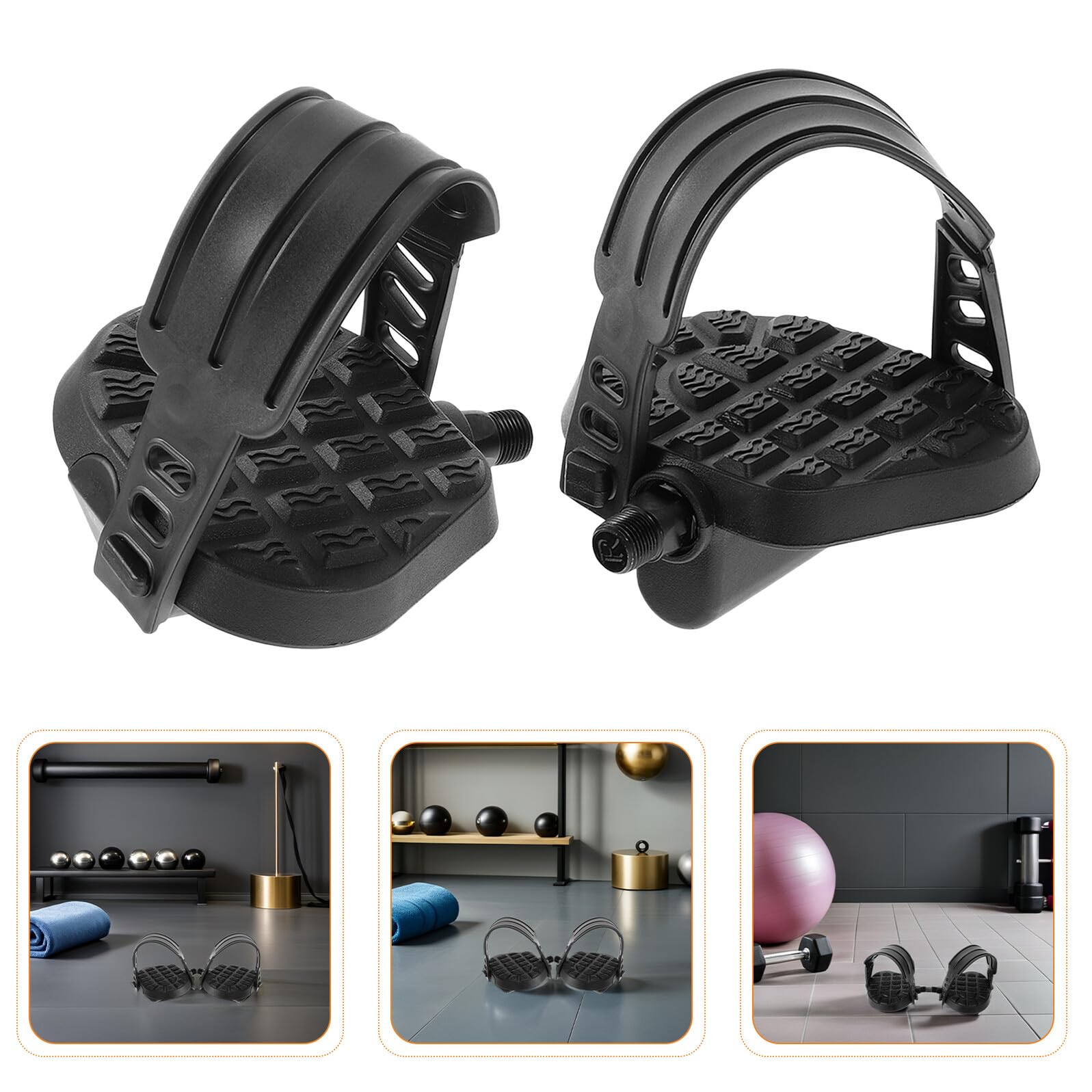 Toyvian Pedales para Bicicleta Estática 9/16 4 Piezas Antideslizantes con Plataforma Ancha y Correas Ajustables Repuestos para Ejercicio en Casa y Ciclismo Indoor