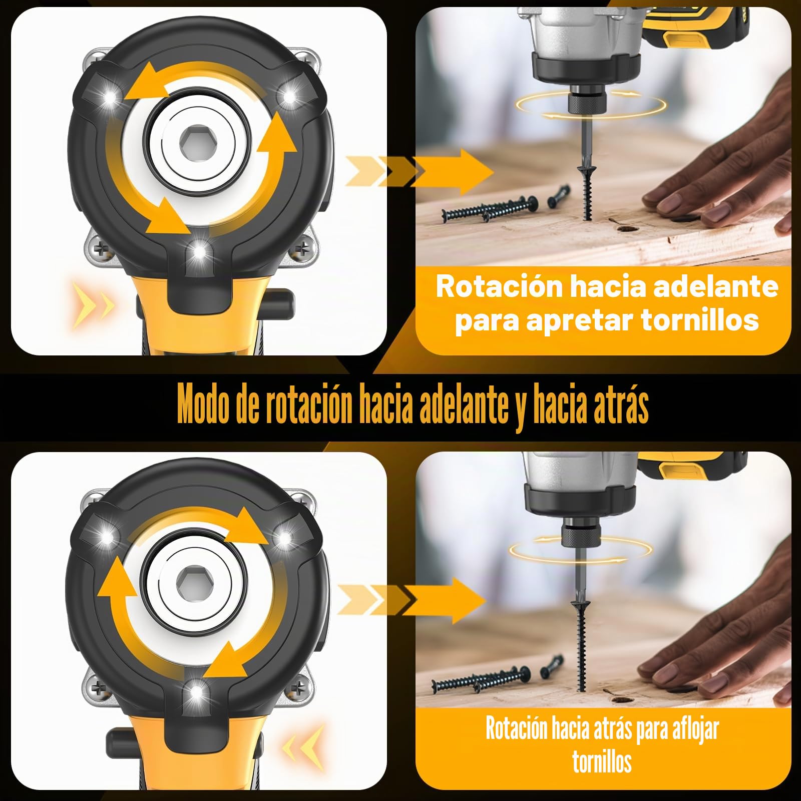 Atornillador de Impacto 320 Nm, Portapuntas de 1/4", Motor sin Escobillas, 21V Destornillador de Impacto con 2 Baterías de 2,0 Ah & 9 Dados & 10 Puntas de Destornillador para Bricolaje
