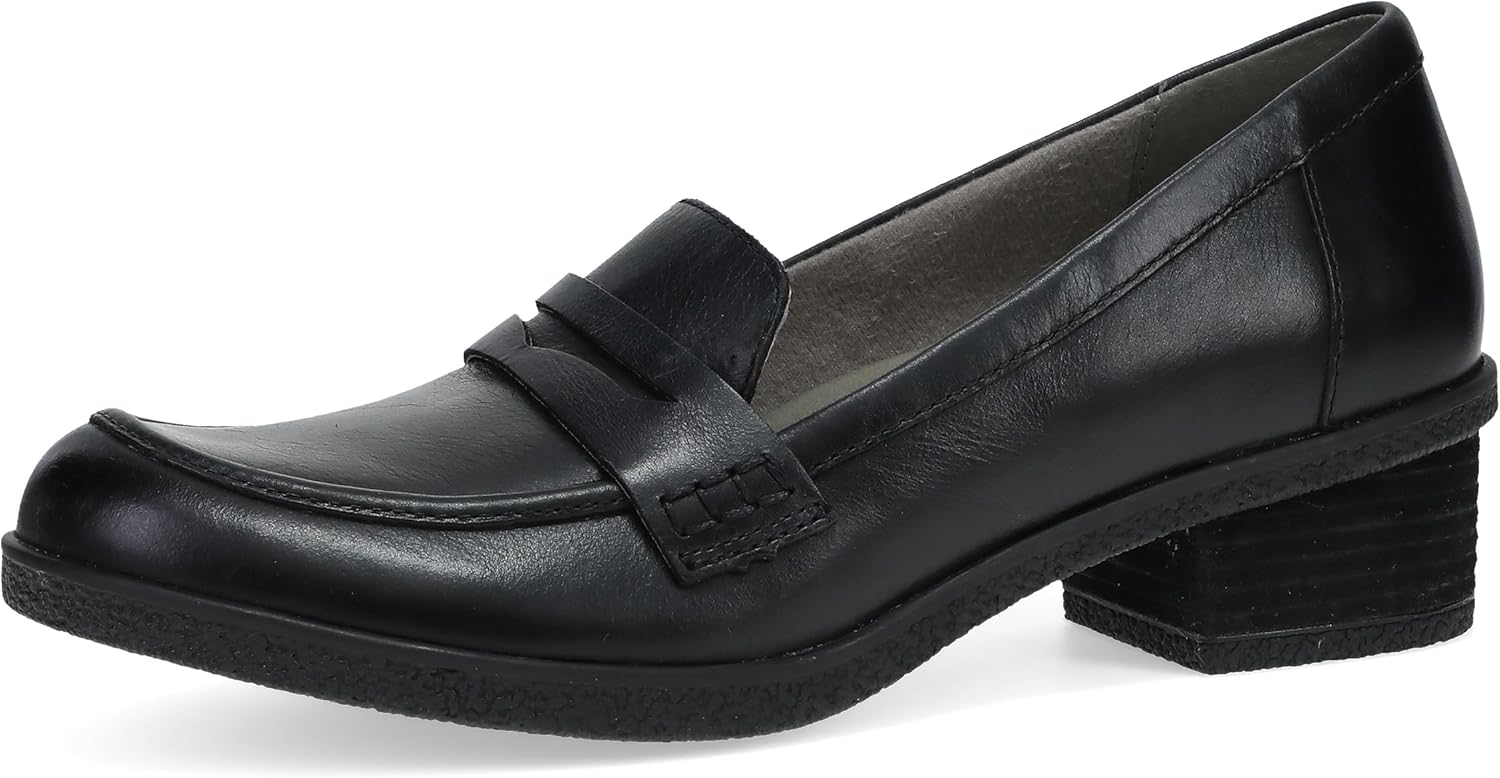 Dansko Danica Heeled Loafer for Women - Waterproof Leather with Rubber Outsole and Leather Stacked Heel for Long-Lasting Style in Any Weather