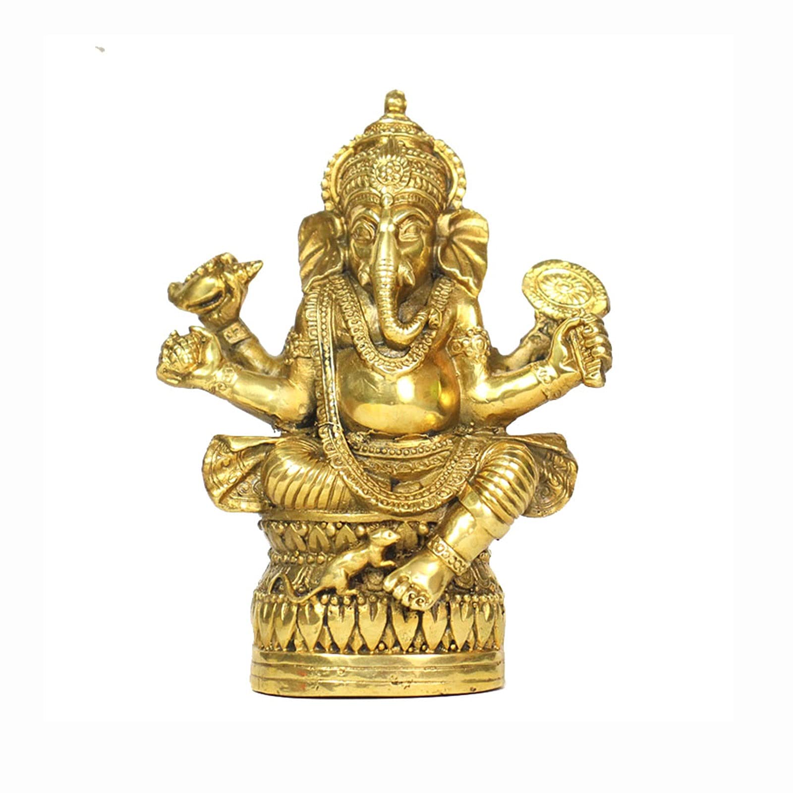 SnamicE Sculpture Decor Brass Statue Ornament Thai Elephant Wealth Statue Buddha Office Desktop Decoration Home Decor Housewarming Congratulatory Gifts Statue Decoration goo,