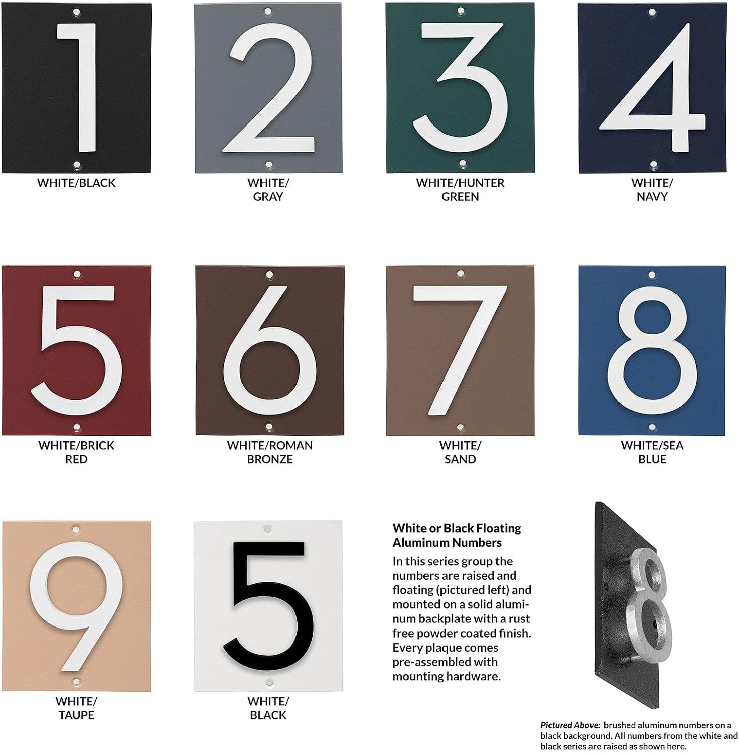 Montague Metal Products Floating Modern 4‘’ Number Vertical Address Plaque-Assembled-Address Sign-House numbers sign-Aluminum-Easy to Install-Vertical-1 Digit