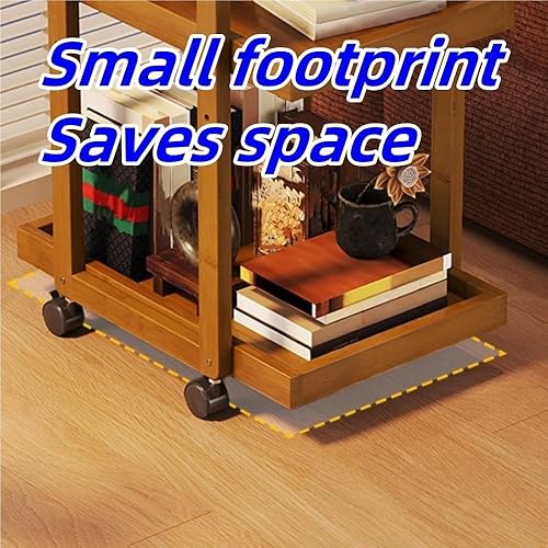 Miniatura 5 de Mobile Coffee Table, Wood Frame Side Table, Storage Table with Universal Wheels, 2-Tier End Table for Living Room, Bedroom, Small Space