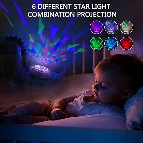 Miniatura 4 de Sueño para bebé, sensor de llanto, proyector de luz nocturna de dinosaurio, máquina de sonido para bebés, juguetes de peluche para niños y niñas,
