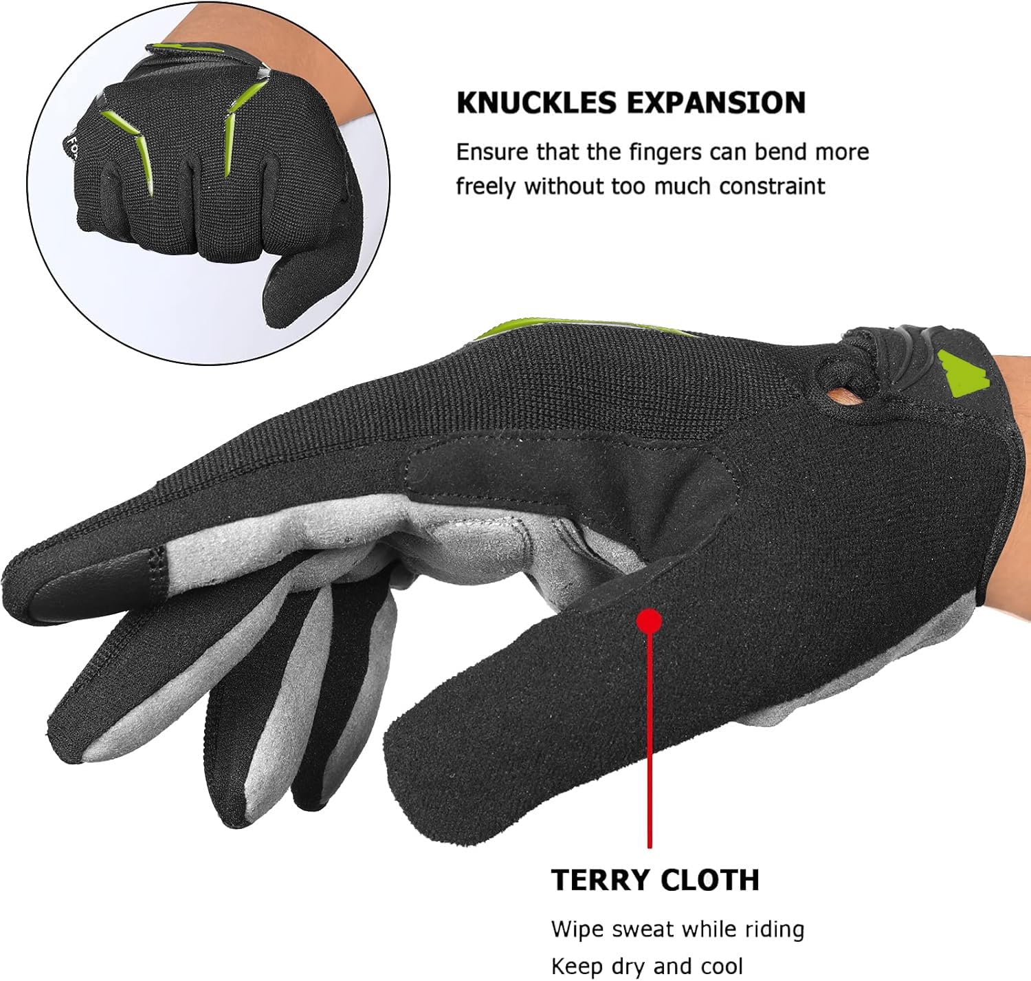 WESTWOOD FOX WFX - Guanti da ciclismo a dita intere, per mountain bike, touchscreen, guanti da MTB, imbottiti, antiscivolo, per ciclismo su strada, per uomini e donne