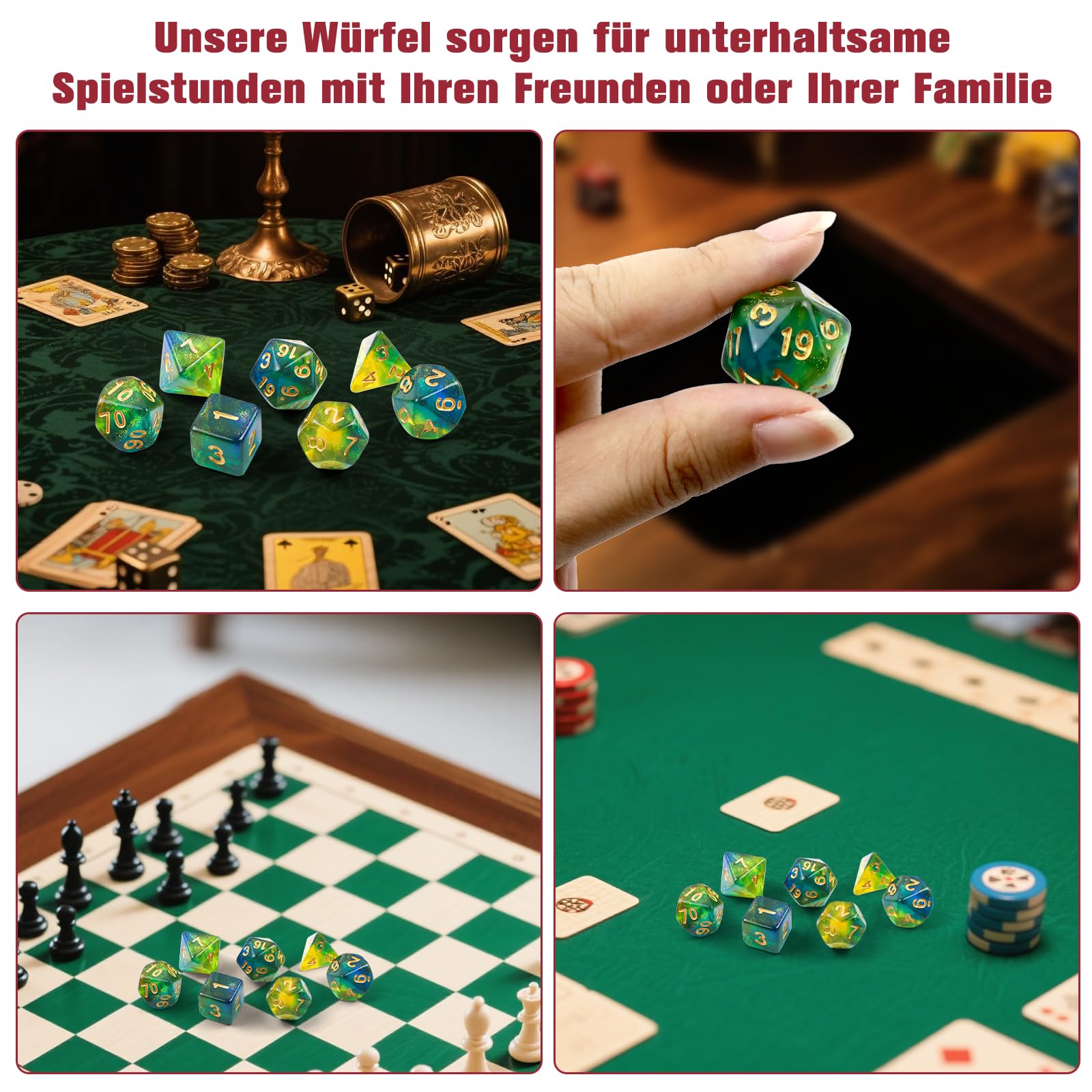 Zestaw wielościennych kostek, 7 sztuk DND Dice, zestaw błyszczących kostek, do lochów i smoków, MTG, kostki RPG, gry stołowe D&D D20 D12 D10 D8 D6 D4