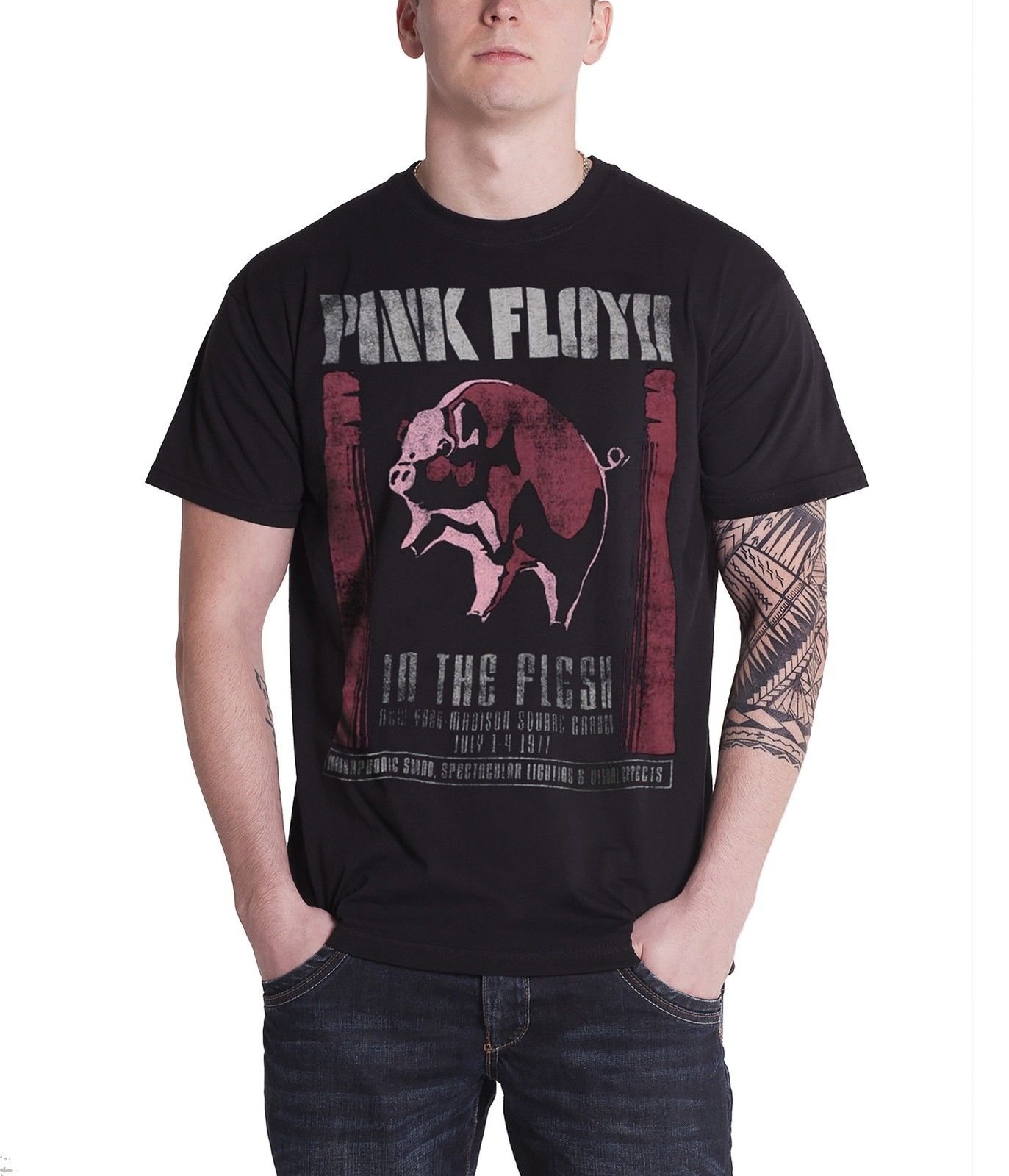 Loud Distribution Men's Black Pink Floyd - In The Flesh T-Shirt