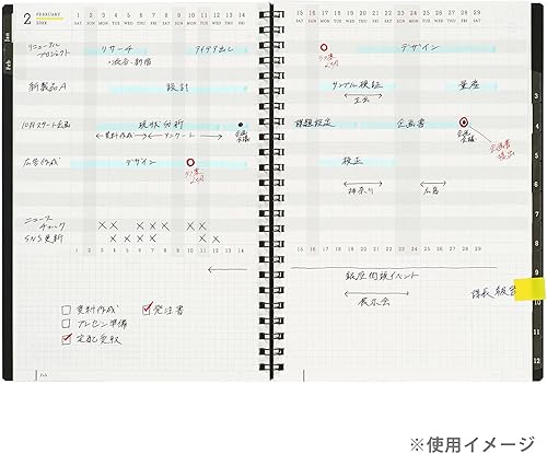 Miniatura 10 de Maruman MNEMOSYNE - Agenda mensual 2022 MND283-22 + bloc de notas N188A (0.197 in al cuadrado) con una cubierta de PVC negra elegante y duradera, 1