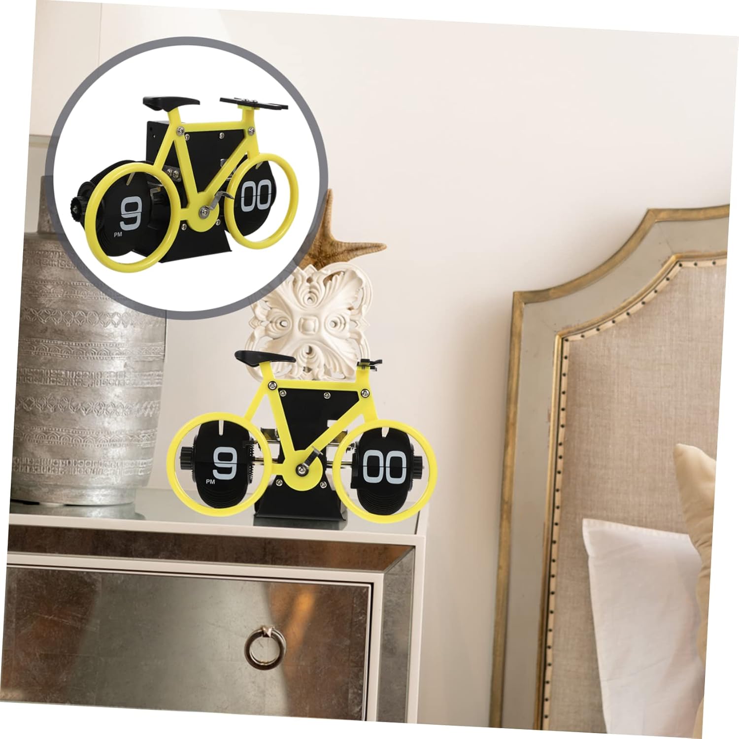 IMIKEYA Vintage Shaped Clock Retro Desk Clock for Home Office Decoration Unique Art for Study Living Room Convenient Mechanism Battery Operated Design
