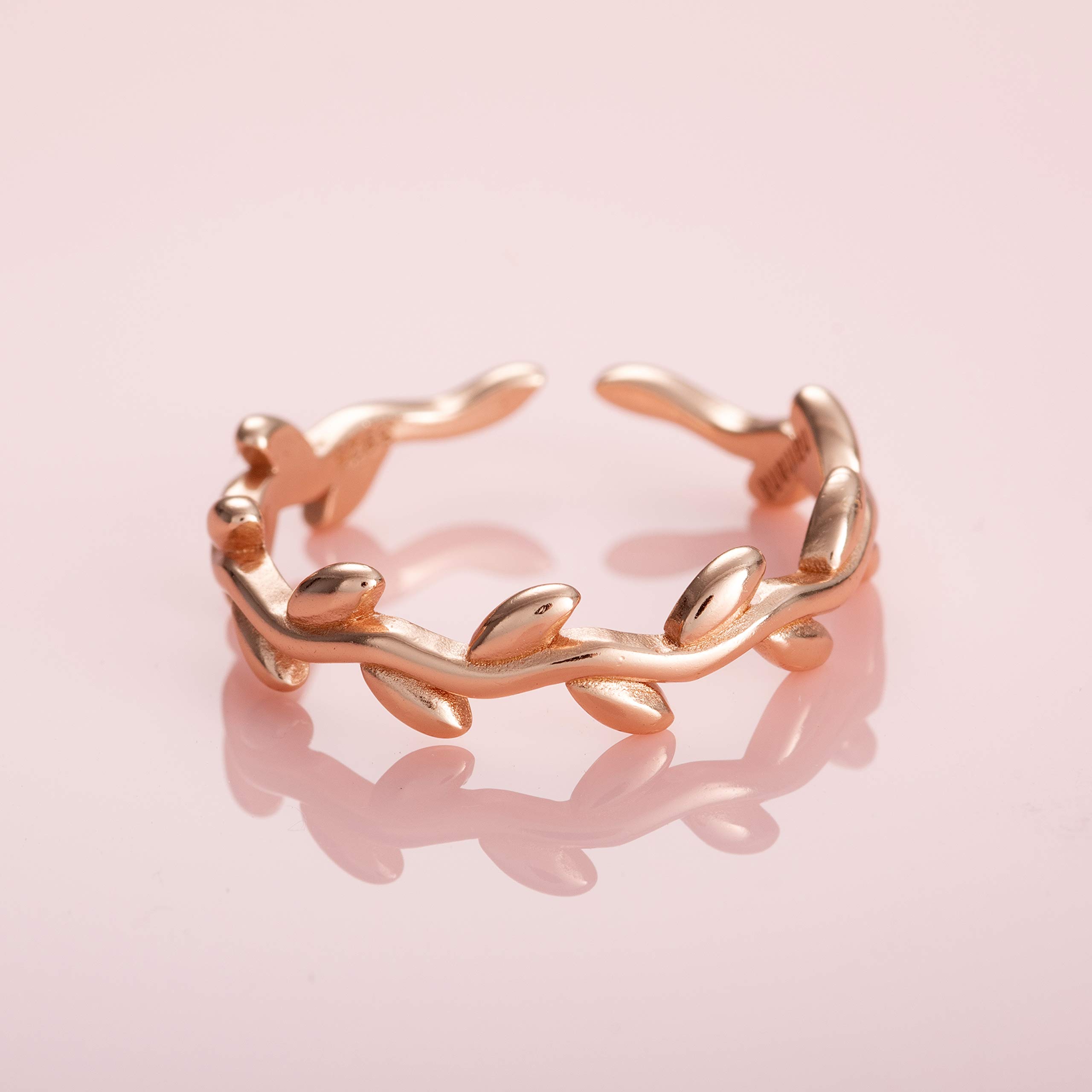 namana Bague d'Orteil en Argent Sterling 925 pour femme, Bague Réglable pour Femme en Argent, Or ou Or Rose en Motif de Vigne, Bague de Phalange. Orteil ou de Petit Doigt pour Femme et Adolescente
