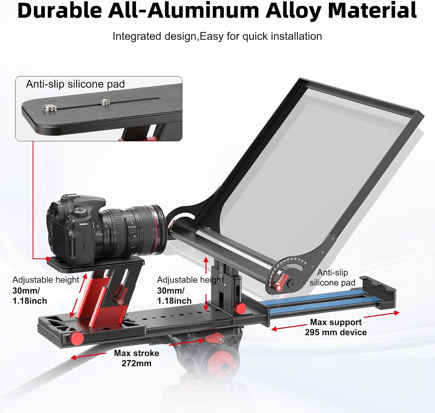 Десview P15 Teleprompter durable aluminum alloy material and adjustable parts
