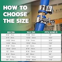 Vista 3 de Abrazadera de línea de combustible de acero inoxidable 304, 20 piezas ajustables de 19/32"-11/16" de diámetro (15-17mm), mini abrazaderas