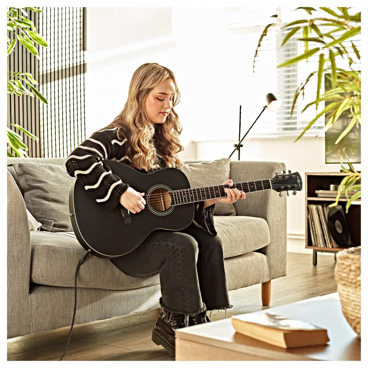 Chitarra Elettroacustica Parlour con Accessori, Nera