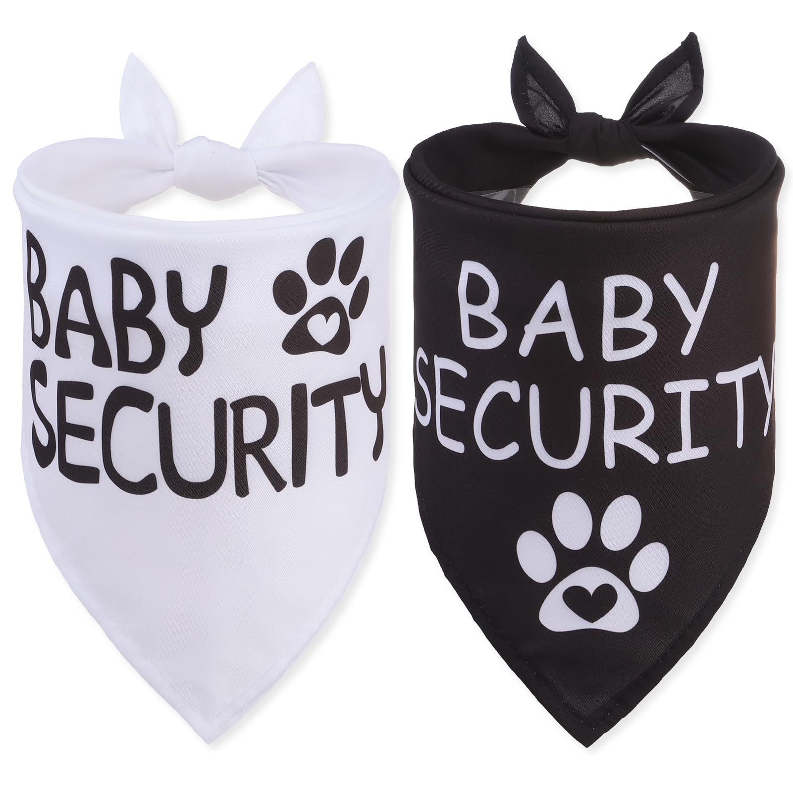 PAWCHIE Dog Bandanas Slogan Style Baby Security 2 Pack, Adjustable Dog Bandanas Triangle Scarf Bibs for Puppy Small Medium Dogs, for Doggy Pet Accessories for Boy and Girl, Black White — image 1