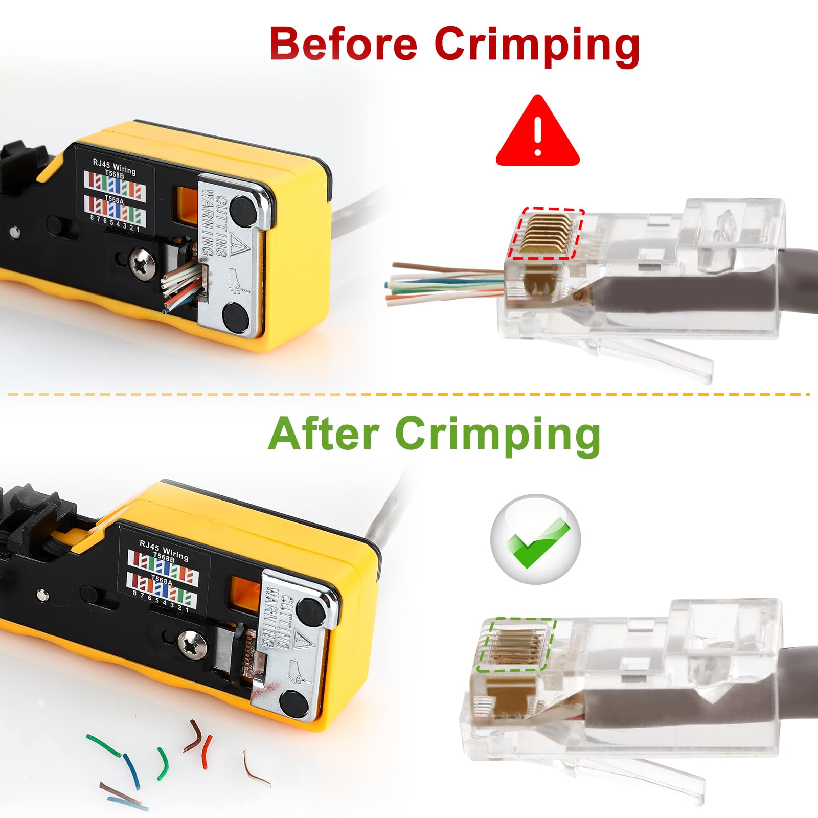 Crimpatrice passante, RJ45 CAT7, CAT7/CAT6/CAT5, RJ45, crimpatrice passante, crimpatrice RJ45, per connettori passanti Cat7, Cat6a, Cat5e (crimpatrice CAT7 08)