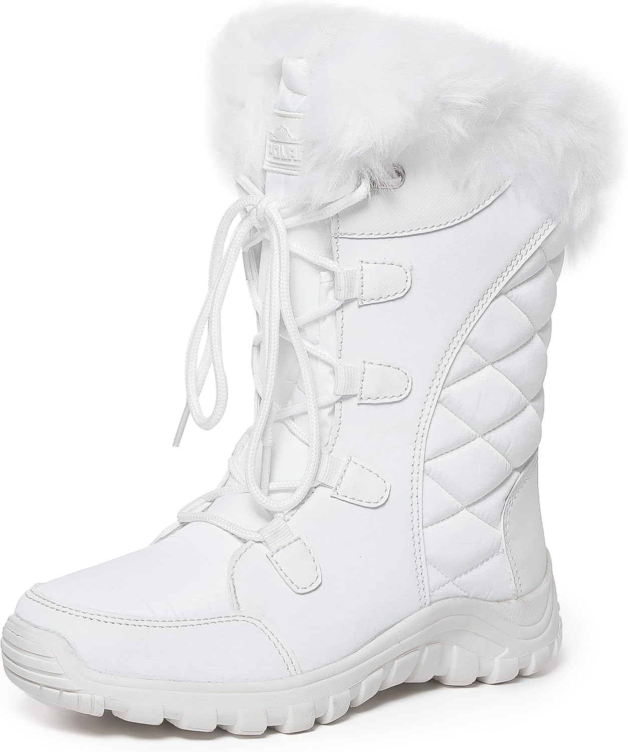POLAR Womens Quilted Faux Fur Cuff Winter Duck Rubber Sole Durable Snow Rain Outdoor Boots