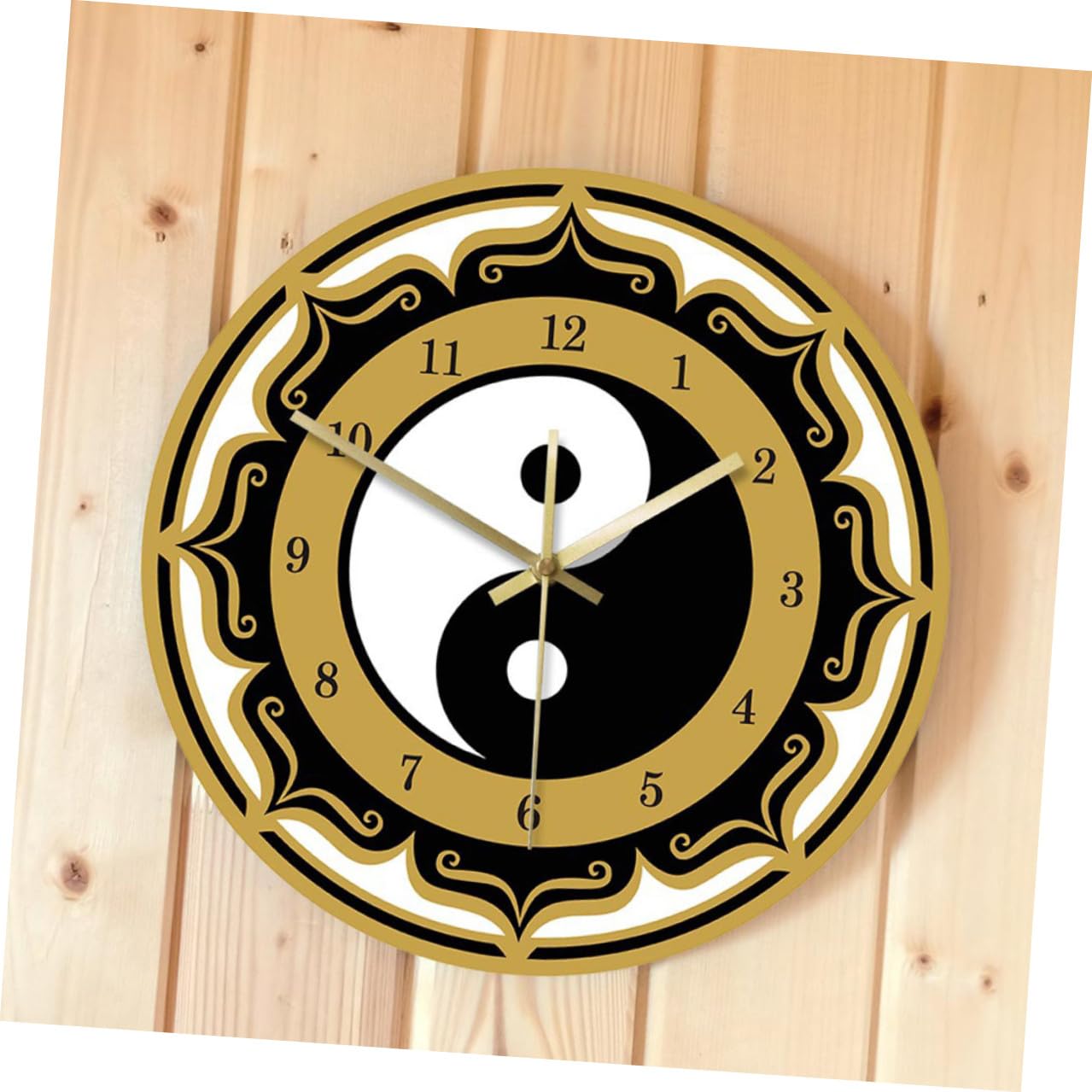 Holibanna Moderne Wanduhr mit Tai Chi Muster Acrylbeschichtete Hängeuhr für Wohnzimmer und Arbeitszimmer Elegante Digitale Wanddekoration Geräuschlos und Stilvoll