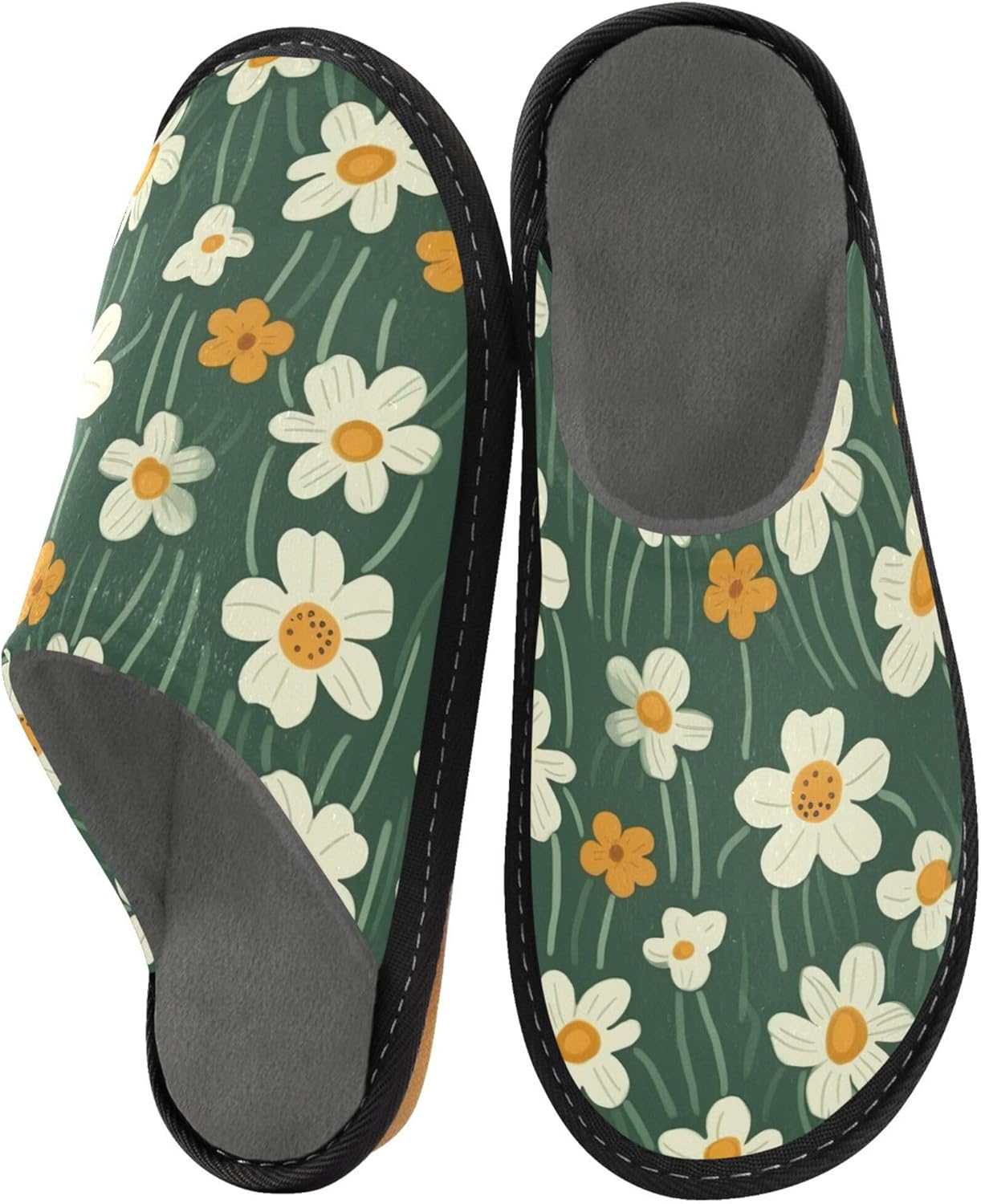 Flowers House Slippers – Cozy Fuzzy Slippers for Guests, Washable & Disposable, Perfect for Shoeless Home, Spa & Hotel Use A111550