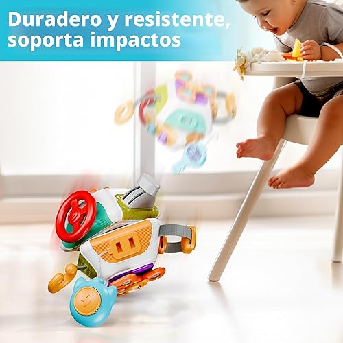 Miniatura 6 de iPlay, iLearn Cubo de tablero 10 en 1 para bebé, juguete sensorial Montessori para niños pequeños de 1 a 3 años, asiento de automóvil para niños,