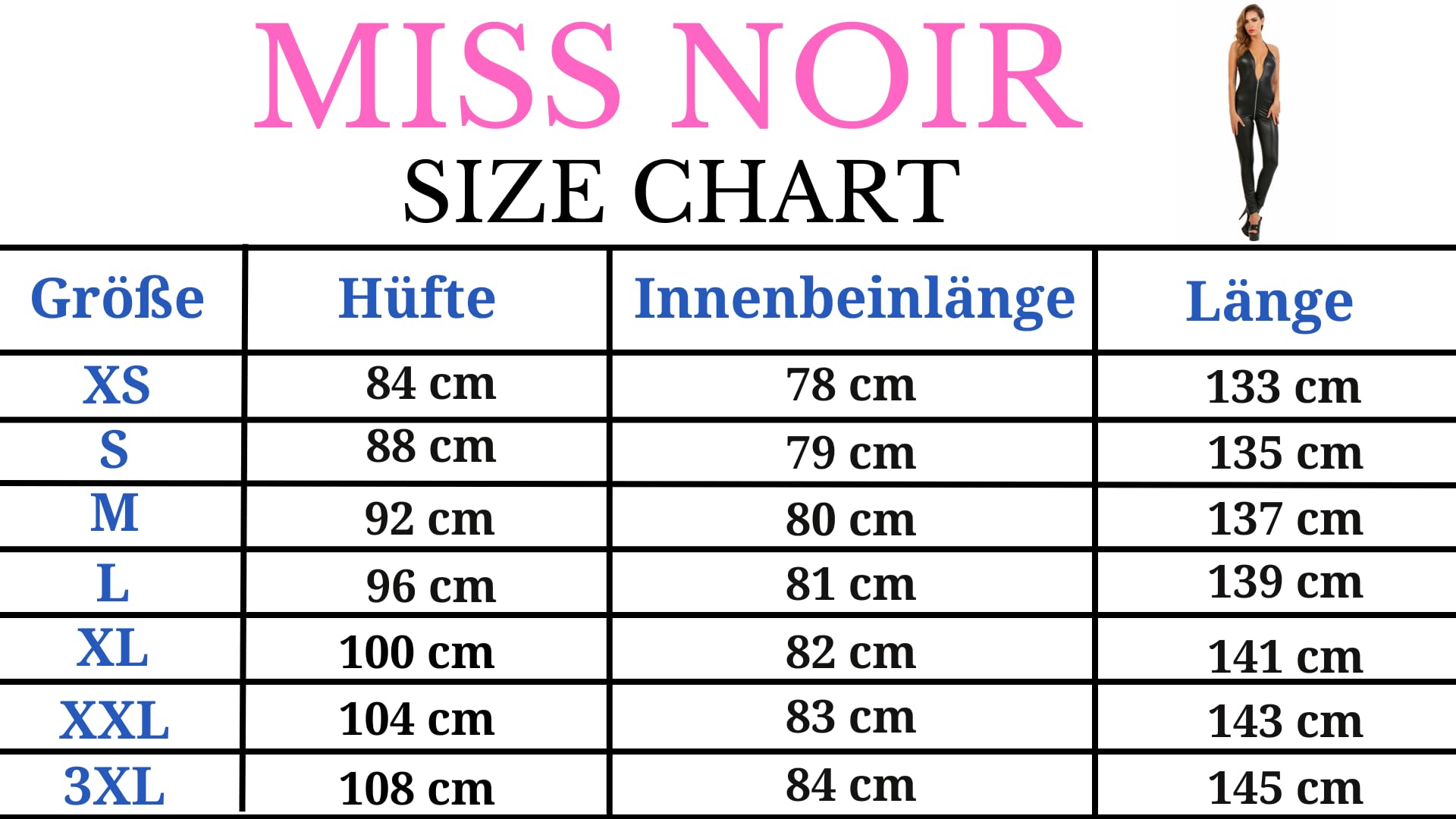 MISS NOIR Combinaison Sexy pour Femmes en Wetlook S-3XL avec Fermeture Éclair à 2 Sens – Clubwear Catsuit Playsuit Jumpsuit