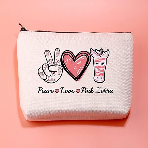Miniatura 3 de JXGZSO Lindo neceser de cebra rosa con diseño de cebra, artículos de cebra para amantes de la paz, amor, bolsa de maquillaje con estampado de cebra