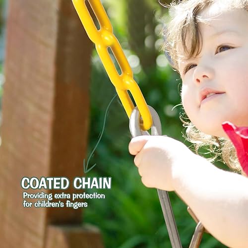 Miniatura 31 de RedSwing Asiento de columpio con respaldo alto para niños pequeños con cadenas recubiertas, asiento de columpio resistente para niños, para Columpio
