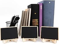 Vista 8 de DSTELIN Paquete de 20 Minipizarras de madera con caballetes de soporte, tarjetas de lugar, pizarras rectangulares pequeñas para bodas, fiestas