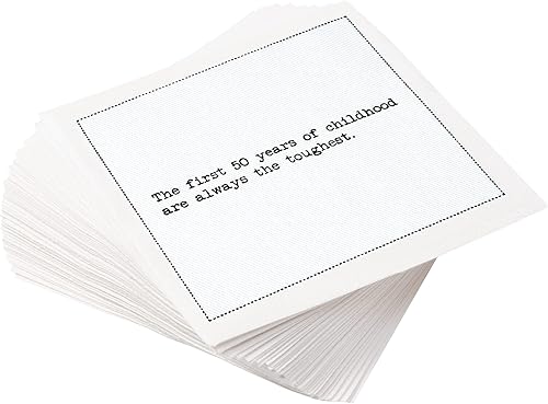 Five Star Napkins Servilletas de cóctel de algodón blanco con citas de 50 años, servilletas de bebidas, servilletas de bar, servilletas de tela,