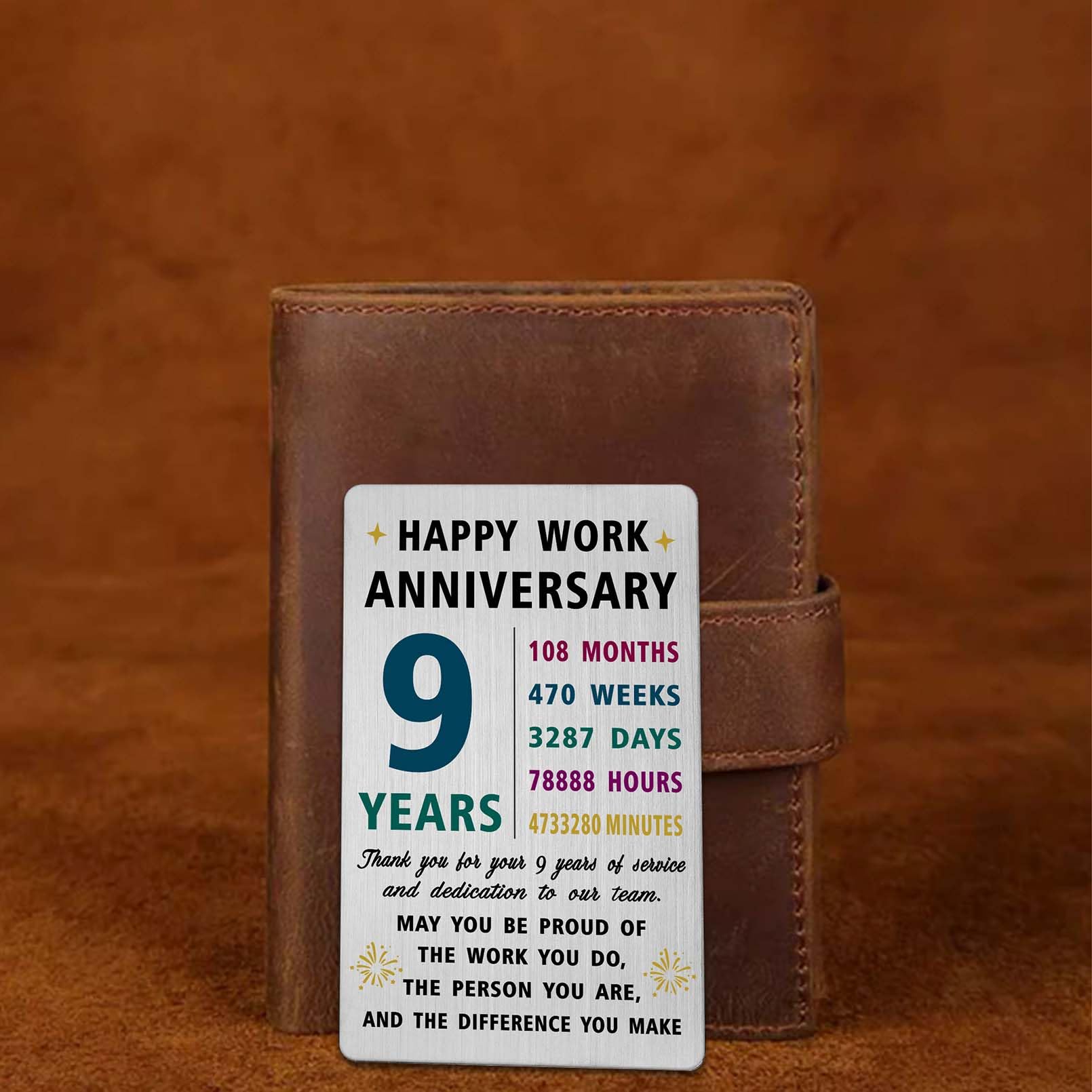 Richesele 9 Years Work Anniversary Card - Thank You 9 Year Work Service Gifts - Happy 9th Work Anniversary Decorations - Image 4