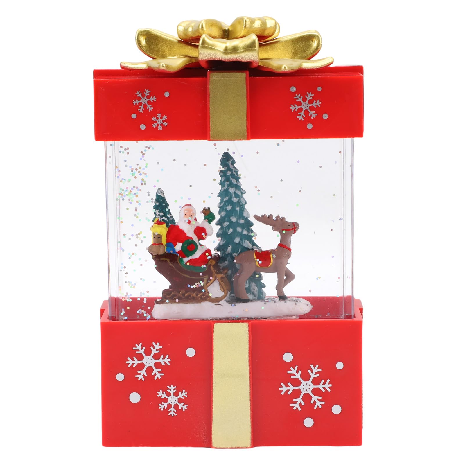 Caja de Música Navideña Brillante, Alimentada por USB, 12 Cm (Roja)