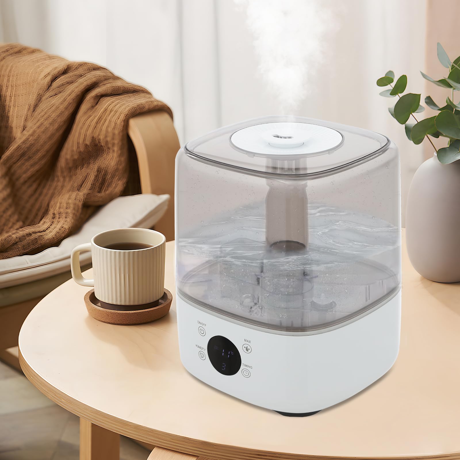Nawilżacz powietrza do sypialni, 5 l, z pilotem zdalnego sterowania, obrotowa dysza parowa o 360°, Smart Control, dla niemowląt, pokoju dziecięcego, roślin