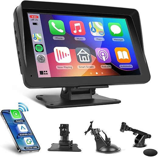 Wireless CarPlay Android Auto Mirror Link Senza Fili, 7 Pollice...