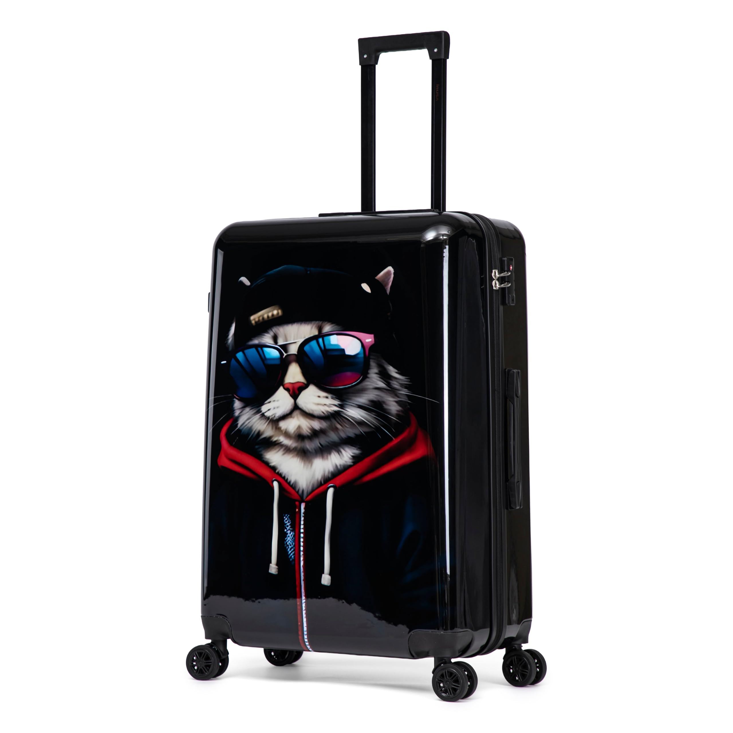 InUSA Cat Print 28-Inch Hardside Spinner Luggage Lightweight &amp; TSA Lock
