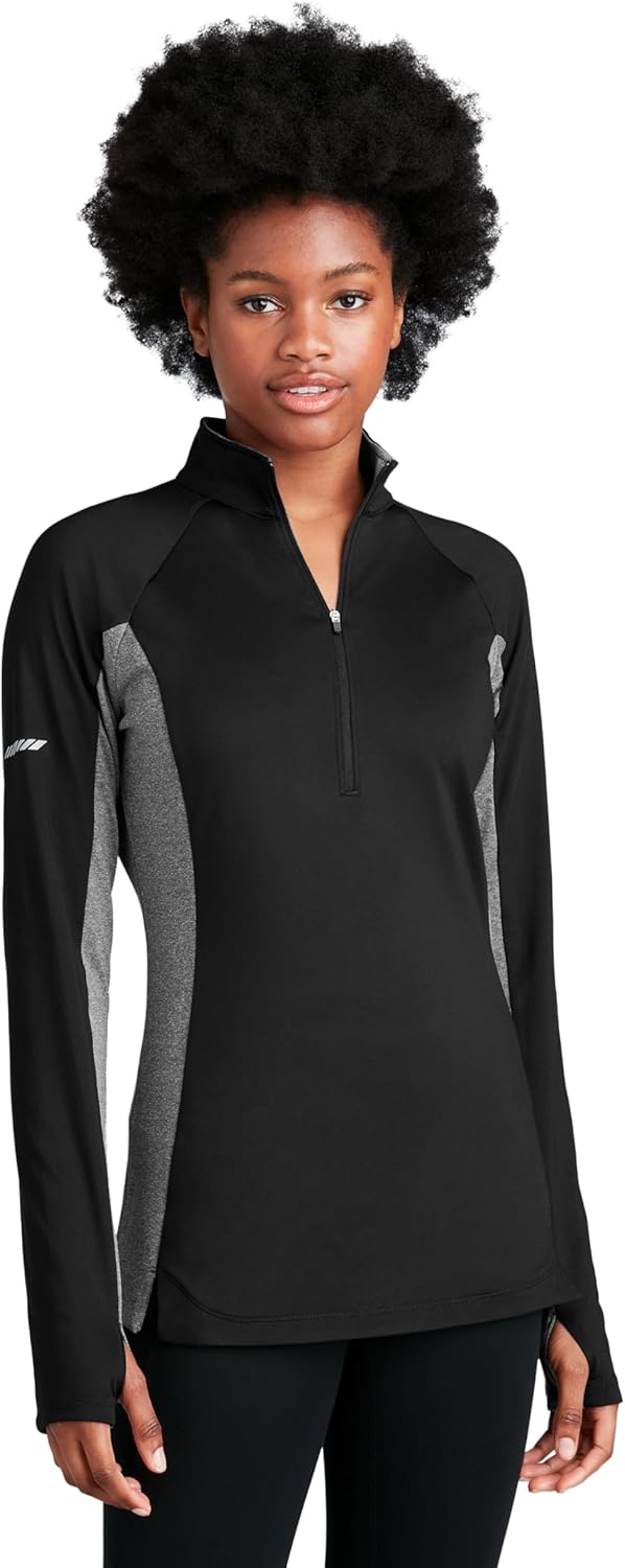 SPORT-TEK Women's Sport-Wick Stretch Contrast Quarter Zip Pullover