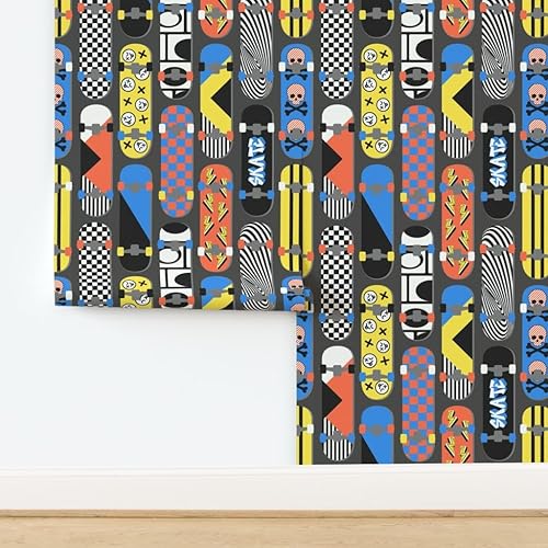 Miniatura 4 de Peel & Stick Wallpaper Swatch - Retro 90S Skateboards Checkerboard Y2K Trendy Skater Teen Nostalgia Skate Park Vintage Rad Cool Custom Removable