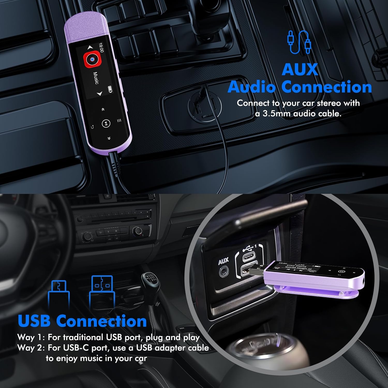 RUIZU 64GB USB MP3 Player with Bluetooth 5.3, Clip Jam Portable Music Player for Sports Running, USB MP3 Player Stick with FM Radio, Voice Recorder, Digital Audio Shuffle Repeat, Phone File Transfer - Image 3