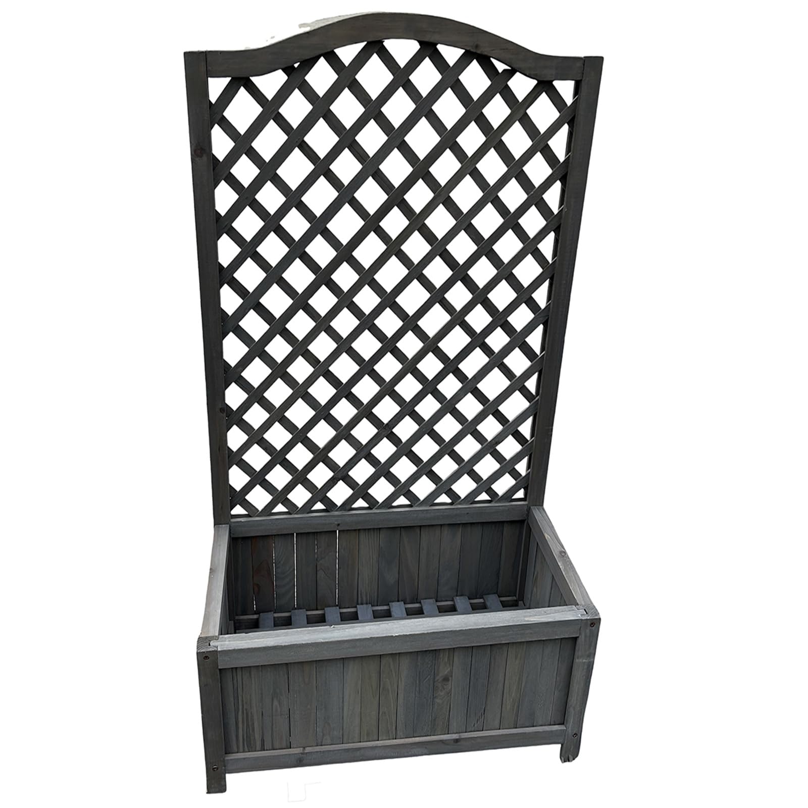 Gr8 Garden Wooden Lattice Planter with Trellis - Grey - Wood
