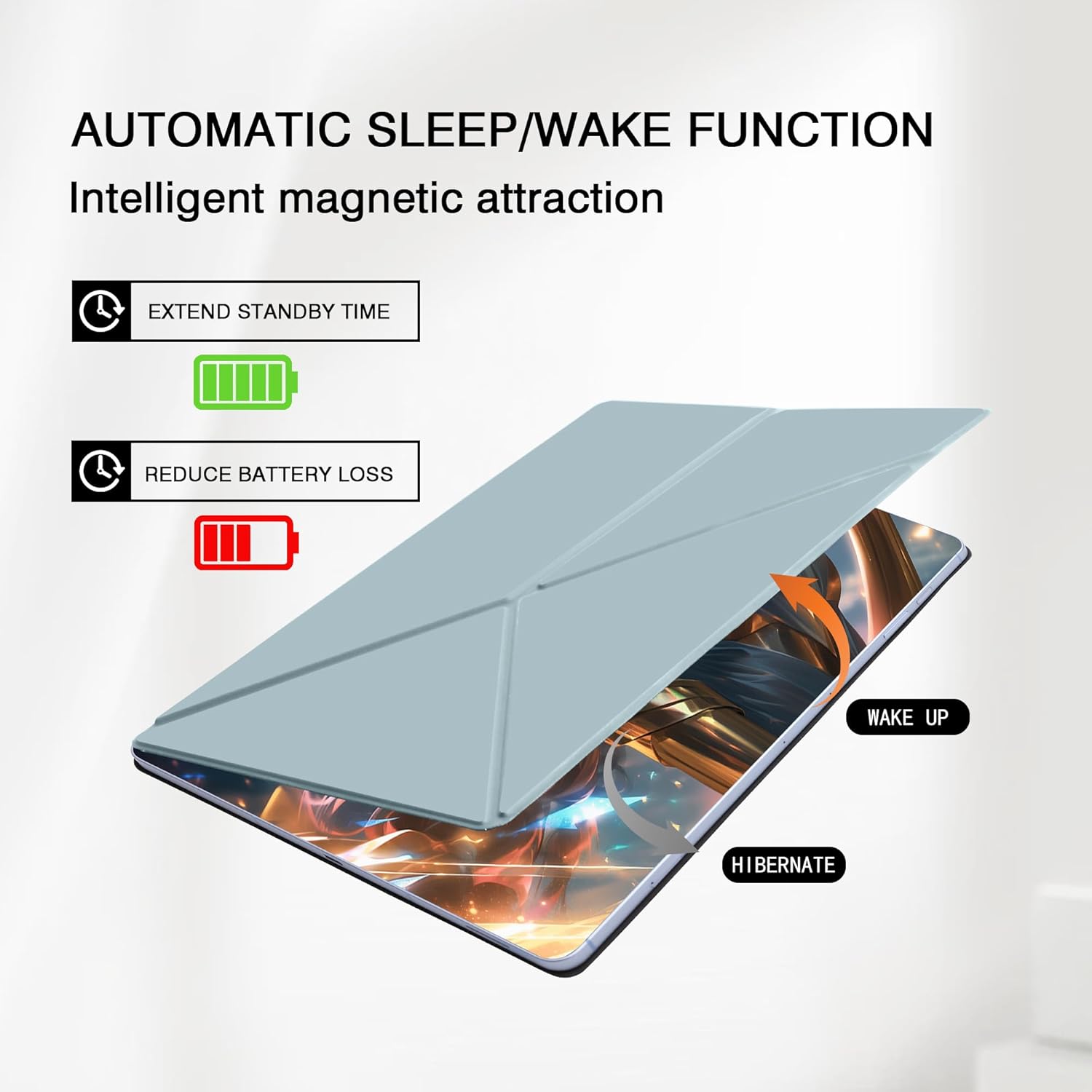 Magnetic Case for Samsung Galaxy Tab S10 FE/S9 FE 10.9" /S9 11" /S10 Lite (SM-X400/X520/X526B/X510/X516B/X710/X716B) Tablet with S-Pen Holder, Auto Wake/Sleep Smart Tablet Cover, Ice Blue image 2
