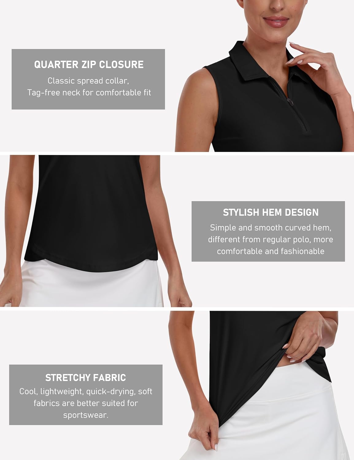 MoFiz Women's Sleeveless Golf Shirt Collared 1/4 Zip Tennis Tank Tops UPF 50+ Quick-Dry Lightweight Athletic Polo Shirt - Image 5