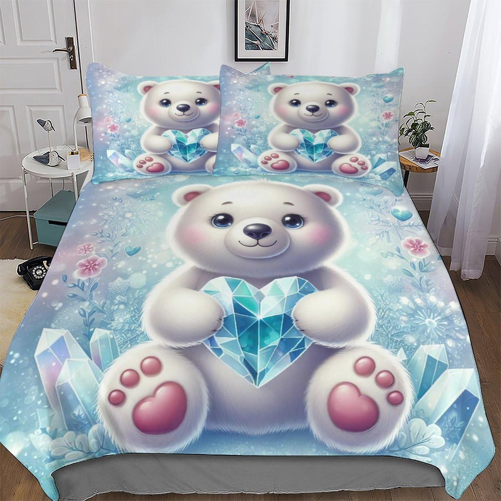 Housse de couette ours ensemble de literie ultra doux king 220x240