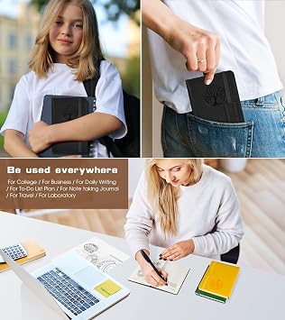 Biuwory A6 Leather Pocket Notebook, 140 Lined Pages Hardcover Small Journal