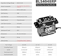 Vista 6 de Servo sin escobillas de 105.8 lbs, servo de alto par de 8.4 V, servo de Crwaler RC impermeable IP67 compatible con Sanwa SSR/NB4/Futaba
