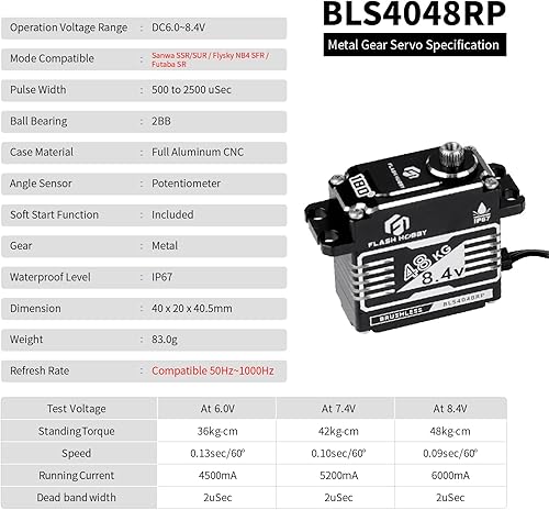 Miniatura 6 de Servo sin escobillas de 105.8 lbs, servo de alto par de 8.4 V, servo de Crwaler RC impermeable IP67 compatible con Sanwa SSRNB4Futaba para